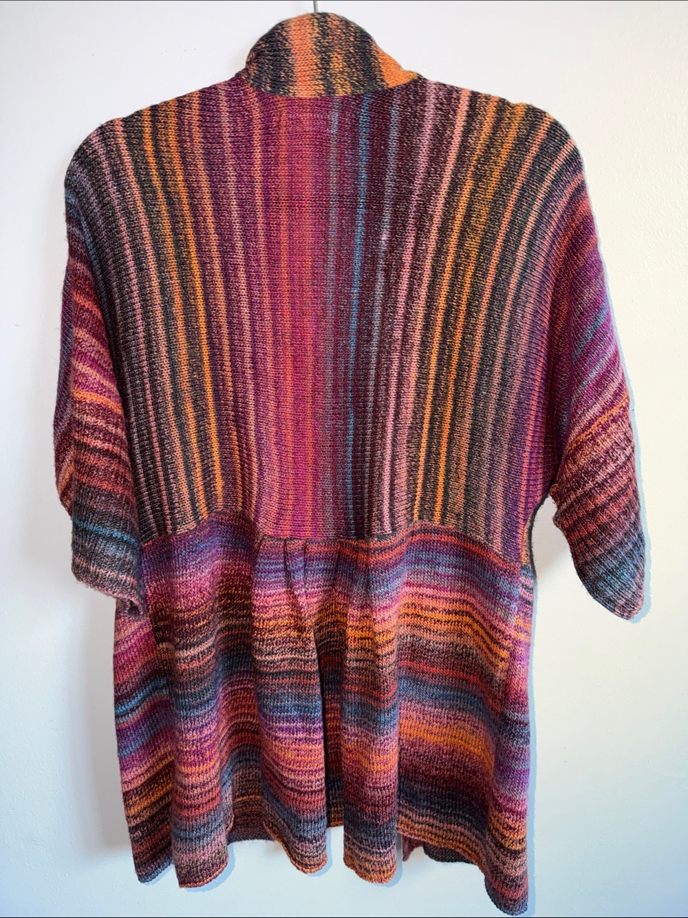 April Cornell Multicolor Striped Open-Front Embroidered Sweater Size L - Picture 4 of 4